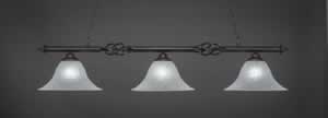 Eleganté 3 Light Billiard Light Shown In Dark Granite Finish With 14" White Marble Glass