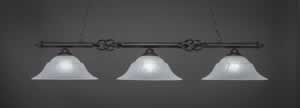 Eleganté 3 Light Billiard Light Shown In Dark Granite Finish With 16" White Marble Glass