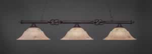 Eleganté 3 Light Billiard Light Shown In Dark Granite Finish With 16" Italian Marble Glass