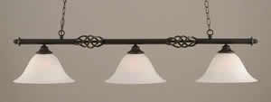 Eleganté 3 Light Billiard Light Shown In Dark Granite Finish With 14" White Alabaster Glass