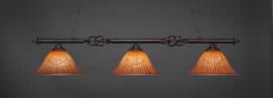 Eleganté 3 Light Billiard Light Shown In Dark Granite Finish With 14" Tiger Glass