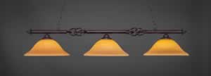 Eleganté 3 Light Bar Shown In Dark Granite Finish With 16" Cayenne Linen Glass