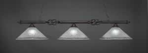 Eleganté 3 Light Billiard Light Shown In Dark Granite Finish With 16" Frosted Crystal Glass