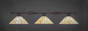 Eleganté 3 Light Bar Shown In Dark Granite Finish With 16" Sandhill Tiffany Glass