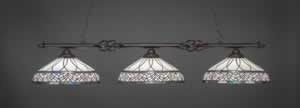 Eleganté 3 Light Billiard Light Shown In Dark Granite Finish With 16" Royal Merlot Tiffany Glass