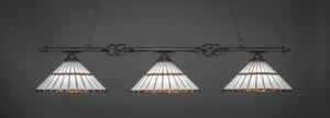 Eleganté 3 Light Billiard Light Shown In Dark Granite Finish With 15.5" Honey Glass & Amber Brown Jewels Tiffany Glass