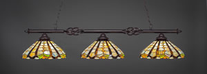 Eleganté 3 Light Bar Shown In Dark Granite Finish With 15" Paradise Tiffany Glass