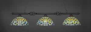 Eleganté 3 Light Bar Shown In Dark Granite Finish With 16" Crescent Tiffany Glass