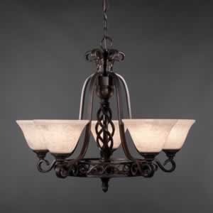 Eleganté 5 Light Chandelier Shown In Dark Granite Finish With 7" Italian Marble Glass