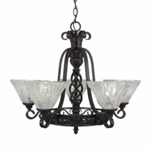 Eleganté 5 Light Chandelier Shown In Dark Granite Finish With 7" Italian Ice Glass