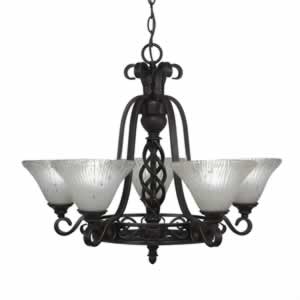 Eleganté 5 Light Chandelier Shown In Dark Granite Finish With 7" Frosted Crystal Glass