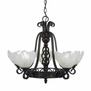 Eleganté 5 Light Chandelier Shown In Dark Granite Finish With 7" Gold Ice Glass