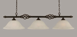 Eleganté 3 Light Island Light With 12" White Marble Glass