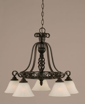 Eleganté 5 Light Chandelier Shown In Dark Granite Finish With 7" White Marble Glass