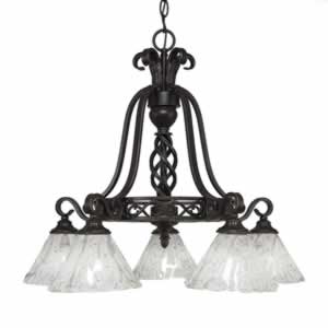 Eleganté 5 Light Chandelier Shown In Dark Granite Finish With 7" Italian Ice Glass