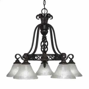 Eleganté 5 Light Chandelier Shown In Dark Granite Finish With 7" Frosted Crystal Glass