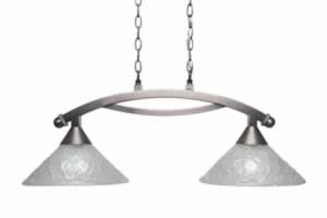Bow 2 Light Island Light Shown In Brushed Nickel Finish With 12" Italian Bubble Glass