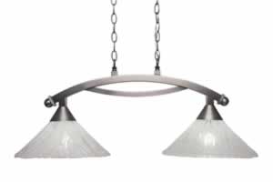 Bow 2 Light Island Light Shown In Brushed Nickel Finish With 12" Italian Ice Glass