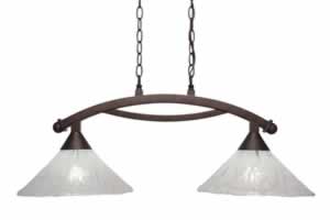 Bow 2 Light Island Light Shown In Bronze Finish With 12" Italian Ice Glass