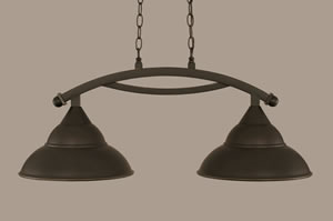 Bow 2 Light Island Light Shown In Dark Granite Finish With 13" Dark Granite Double Bubble Shade