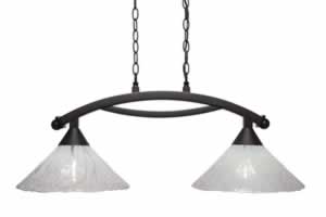 Bow 2 Light Island Light Shown In Dark Granite Finish With 12" Italian Ice Glass