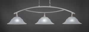 Bow 3 Light Billiard Light Shown In Brushed Nickel Finish With 16" White Marble Glass
