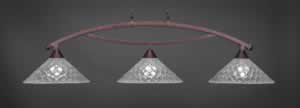 Bow 3 Light Billiard Light Shown In Bronze Finish With 16" Italian Bubble Glass