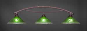 Bow 3 Light Billiard Light Shown In Bronze Finish With 16" Kiwi Green Crystal Glass