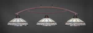 Bow 3 Light Billiard Light Shown In Bronze Finish With 16" Royal Merlot Tiffany Glass