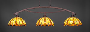 Bow 3 Light Billiard Light Shown In Bronze Finish With 14.5" Butterscotch Tiffany Glass