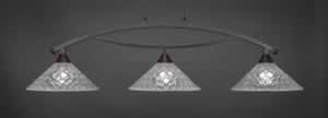 Bow 3 Light Billiard Light Shown In Dark Granite Finish With 16" Italian Bubble Glass