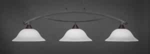 Bow 3 Light Billiard Light Shown In Dark Granite Finish With 16" White Linen Glass