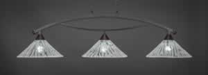 Bow 3 Light Billiard Light Shown In Dark Granite Finish With 16" Italian Ice Glass