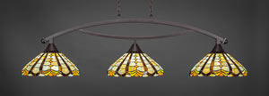 Bow 3 Light Billiard Light Shown In Dark Granite Finish With 15" Paradise Tiffany Glass