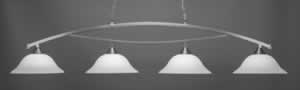 Bow 4 Light Billiard Light Shown In Brushed Nickel Finish With 16" White Linen Glass