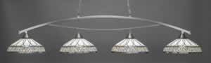 Bow 4 Light Billiard Light Shown In Brushed Nickel Finish With 16" Royal Merlot Tiffany Glass