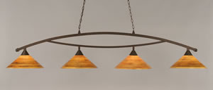 Bow 4 Light Billiard Light Shown In Bronze Finish With 16" Firré Saturn Glass