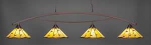 Bow 4 Light Billiard Light Shown In Bronze Finish With 16" Autumn Leaves Tiffany Glass