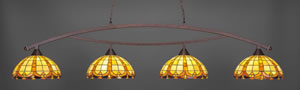 Bow 4 Light Billiard Light Shown In Bronze Finish With 14.5" Butterscotch Tiffany Glass