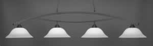 Bow 4 Light Billiard Light Shown In Dark Granite Finish With 16" White Linen Glass