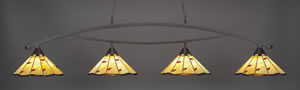 Bow 4 Light Billiard Light Shown In Dark Granite Finish With 16" Autumn Leaves Tiffany Glass