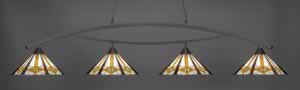 Bow 4 Light Billiard Light Shown In Dark Granite Finish With 16" Hampton Tiffany Glass