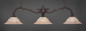 Octopus 3 Light Billiard Light Shown In Bronze Finish With 16" Italian Marble Glass