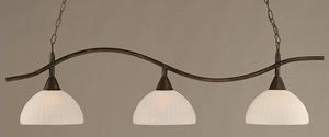 Swoop 3 Light Billiard Light Shown In Bronze Finish With 14" Alabaster Pumpkin Glass