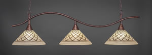 Swoop 3 Light Billiard Light Shown In Bronze Finish With 16" Chocolate Icing Glass
