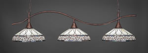 Swoop 3 Light Billiard Light Shown In Bronze Finish With 16" Royal Merlot Tiffany Glass