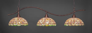 Swoop 3 Light Billiard Light Shown In Bronze Finish With 16" Rosetta Tiffany Glass