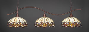 Swoop 3 Light Billiard Light Shown In Bronze Finish With 16" Roman Jewel Tiffany Glass