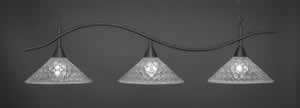 Swoop 3 Light Billiard Light Shown In Dark Granite Finish With 16" Italian Bubble Glass