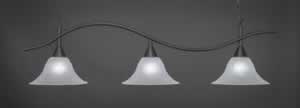 Swoop 3 Light Billiard Light Shown In Dark Granite Finish With 14" White Marble Glass